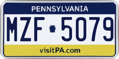 PA license plate MZF5079