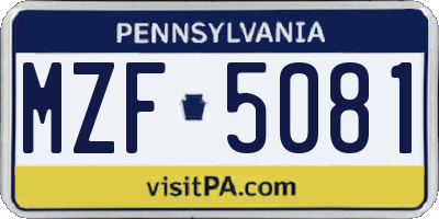 PA license plate MZF5081