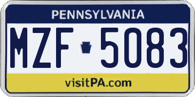 PA license plate MZF5083