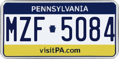 PA license plate MZF5084