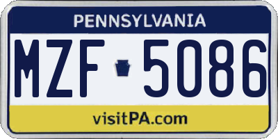 PA license plate MZF5086