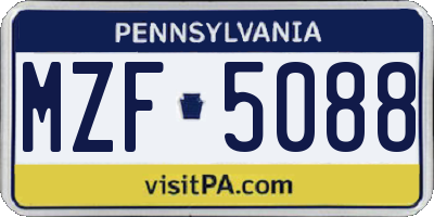 PA license plate MZF5088