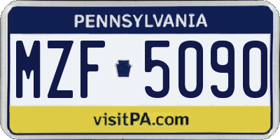 PA license plate MZF5090