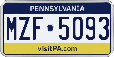 PA license plate MZF5093
