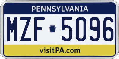 PA license plate MZF5096