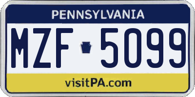PA license plate MZF5099