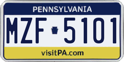 PA license plate MZF5101