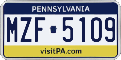 PA license plate MZF5109