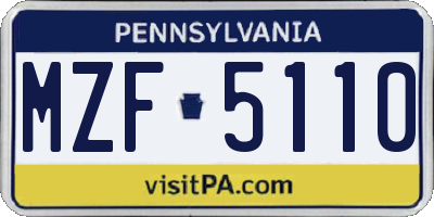 PA license plate MZF5110