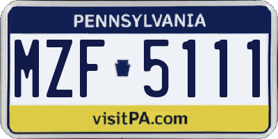 PA license plate MZF5111