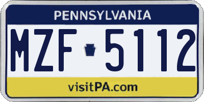 PA license plate MZF5112