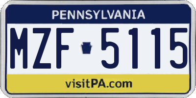PA license plate MZF5115