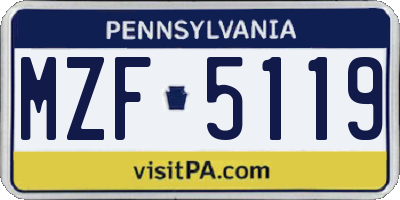PA license plate MZF5119