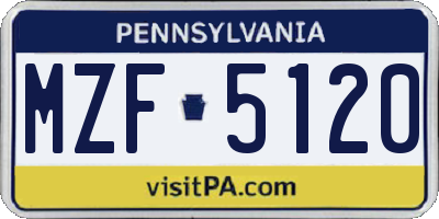 PA license plate MZF5120
