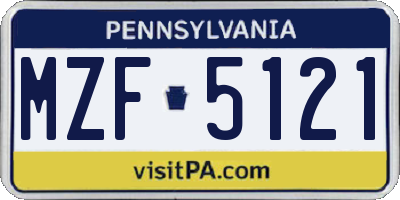 PA license plate MZF5121