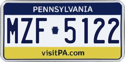 PA license plate MZF5122
