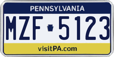 PA license plate MZF5123