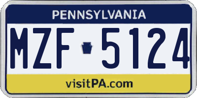 PA license plate MZF5124