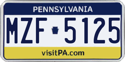 PA license plate MZF5125