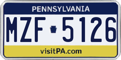 PA license plate MZF5126