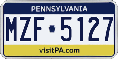 PA license plate MZF5127
