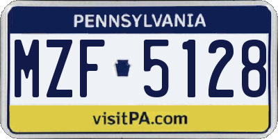 PA license plate MZF5128