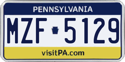 PA license plate MZF5129