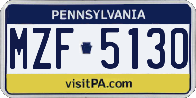 PA license plate MZF5130