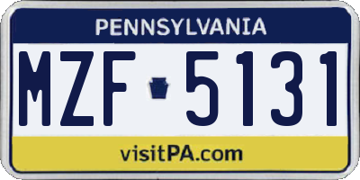 PA license plate MZF5131