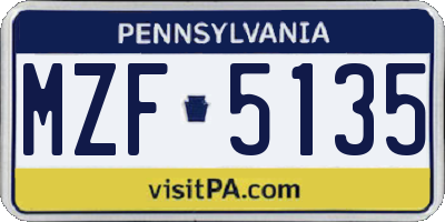 PA license plate MZF5135