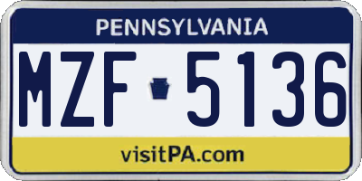 PA license plate MZF5136