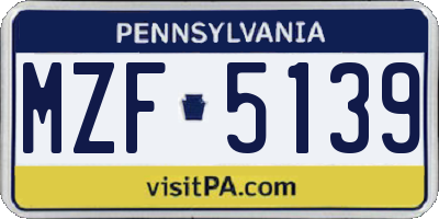 PA license plate MZF5139