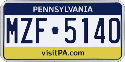 PA license plate MZF5140