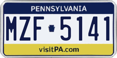 PA license plate MZF5141