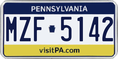 PA license plate MZF5142