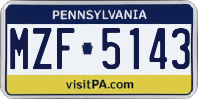 PA license plate MZF5143