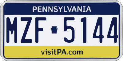 PA license plate MZF5144