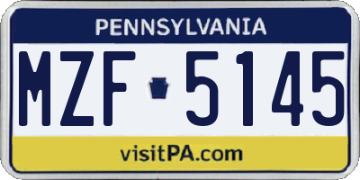 PA license plate MZF5145