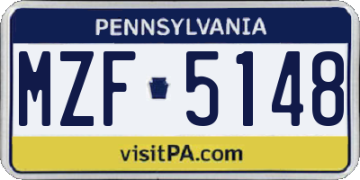 PA license plate MZF5148