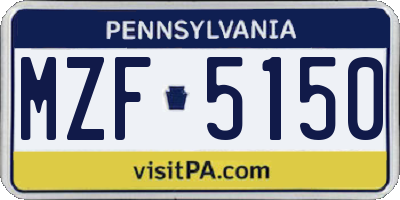 PA license plate MZF5150