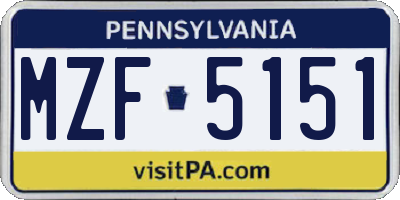 PA license plate MZF5151