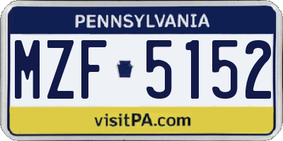 PA license plate MZF5152