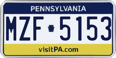 PA license plate MZF5153