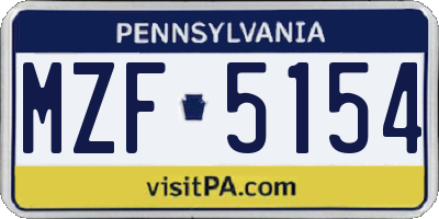 PA license plate MZF5154