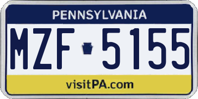 PA license plate MZF5155