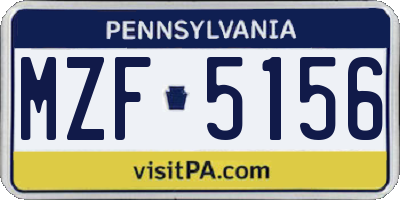 PA license plate MZF5156
