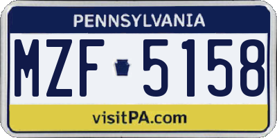 PA license plate MZF5158