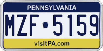 PA license plate MZF5159