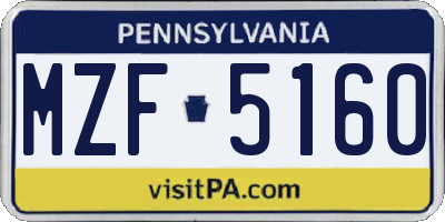 PA license plate MZF5160