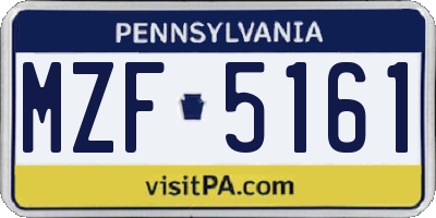 PA license plate MZF5161